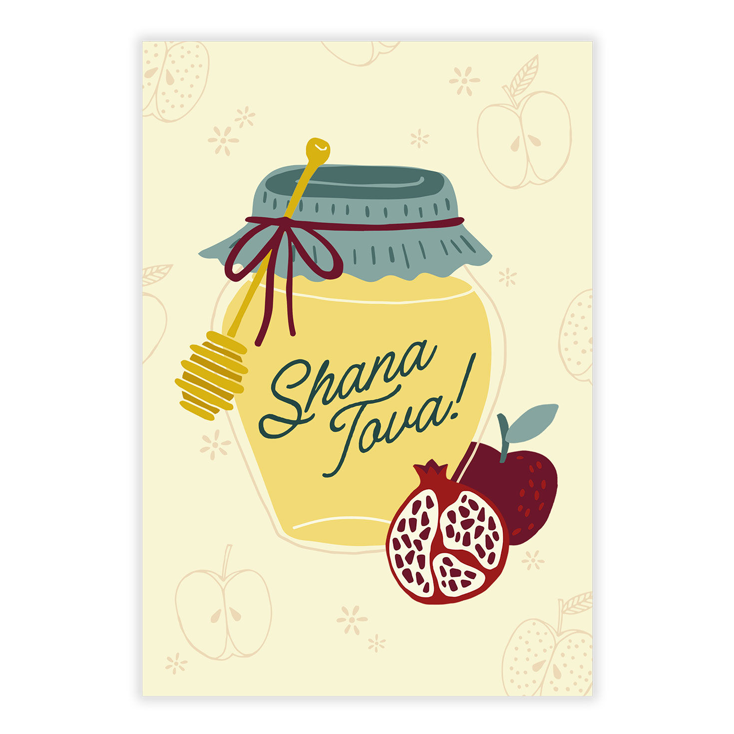 Honey Jar and Fruit Personalized Rosh Hashanah Card  image number 2