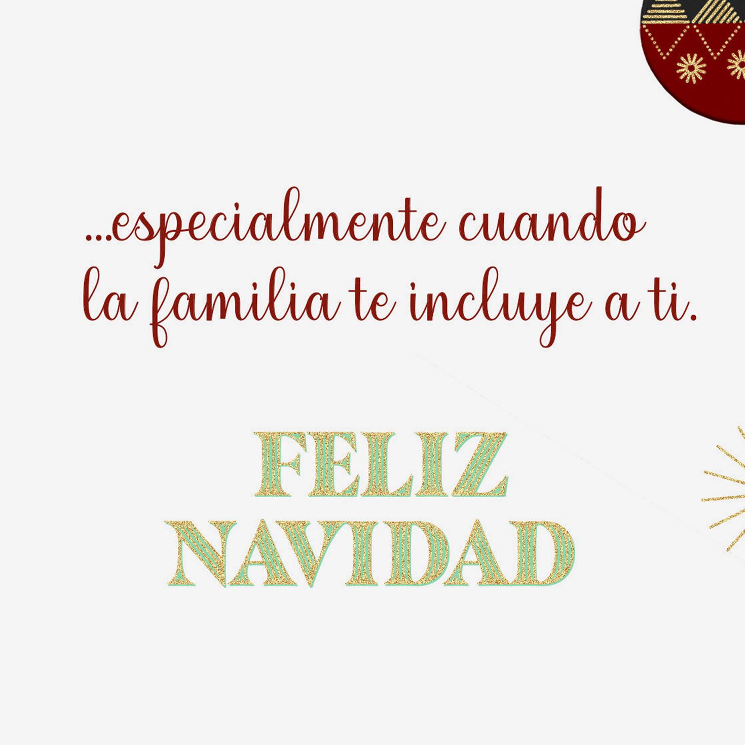 Patterned Ornaments on Red Christmas Card in Spanish Sentiment image number 2