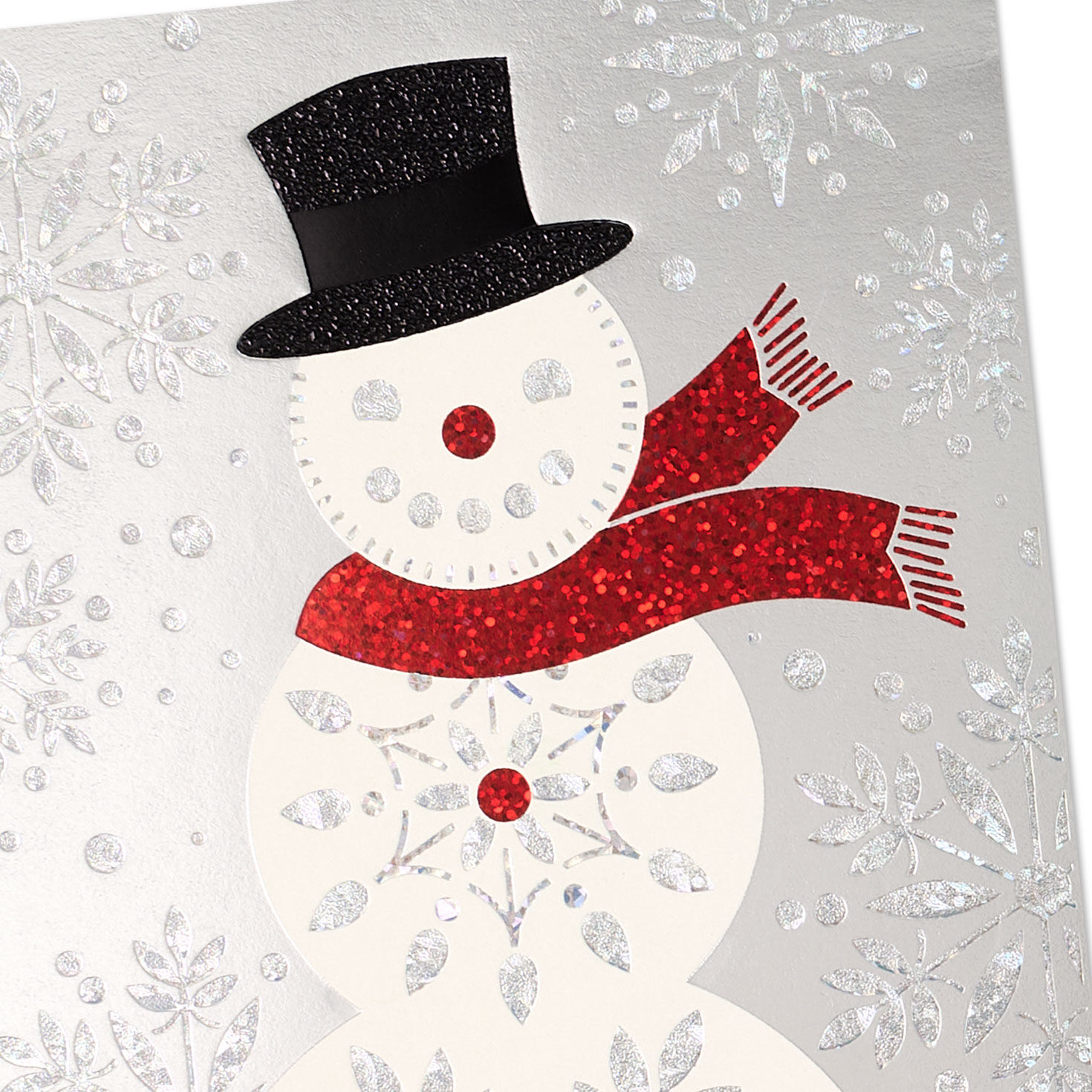 Glittery Snowman on Silver Gift Card Holder Card Cover Detail image number 5
