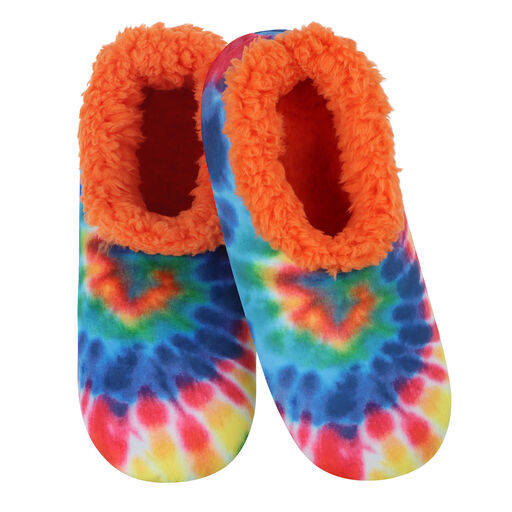 snoozies! Orange Peace Out Tie-Dye Women's Slippers, 