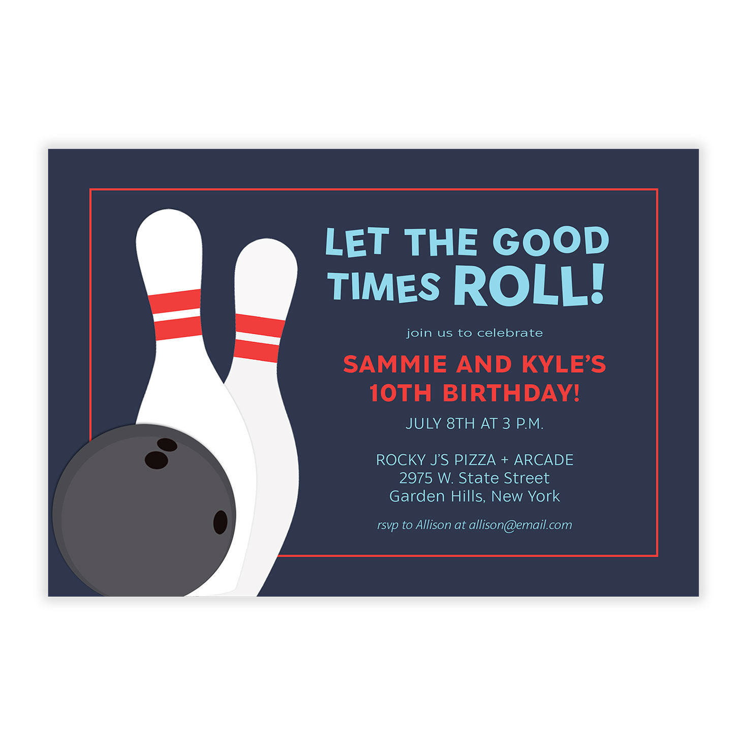 Let the Good Times Roll Bowling Party Invitation, , large image number 5
