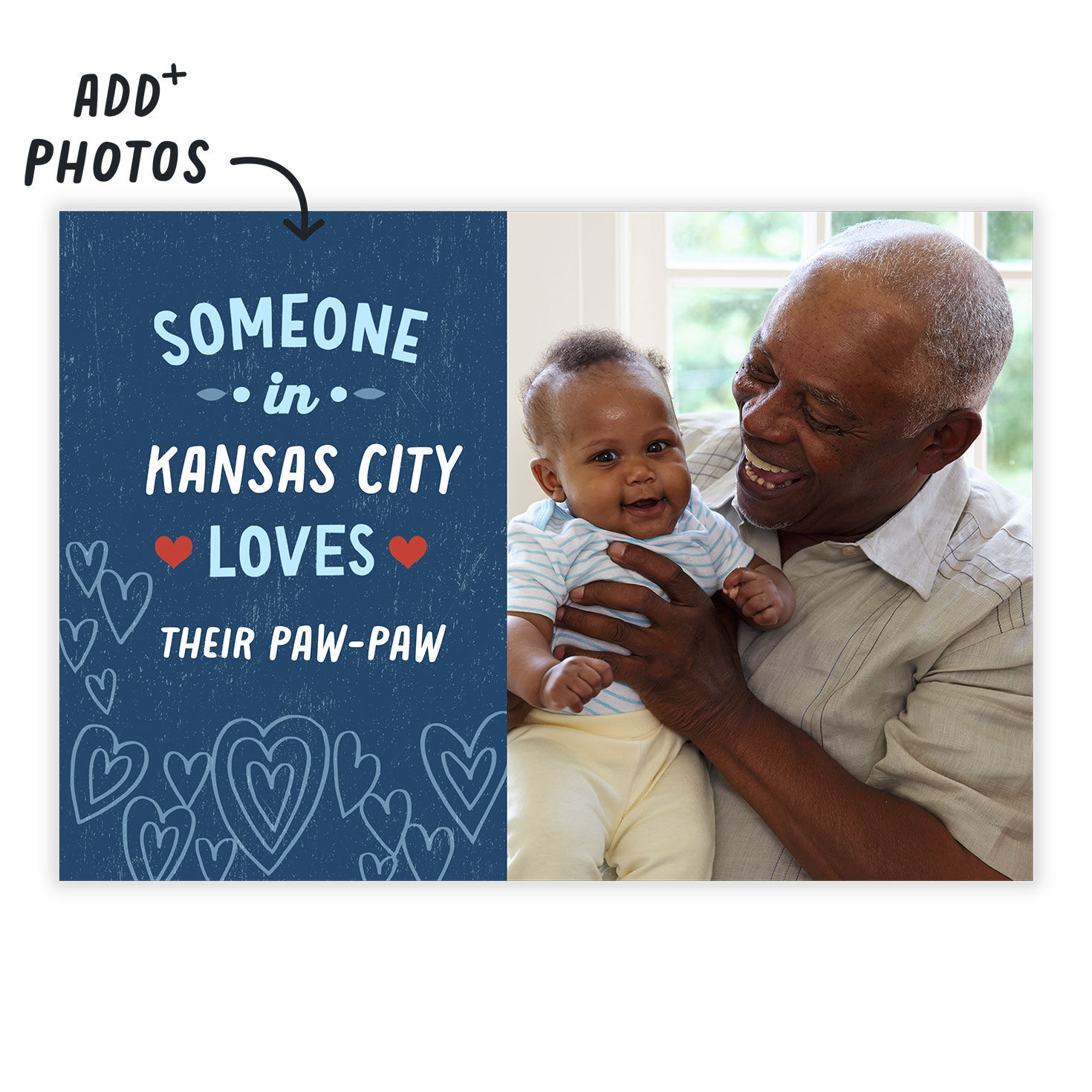 Hearts on Blue Personalized Love Photo Card  image number 2