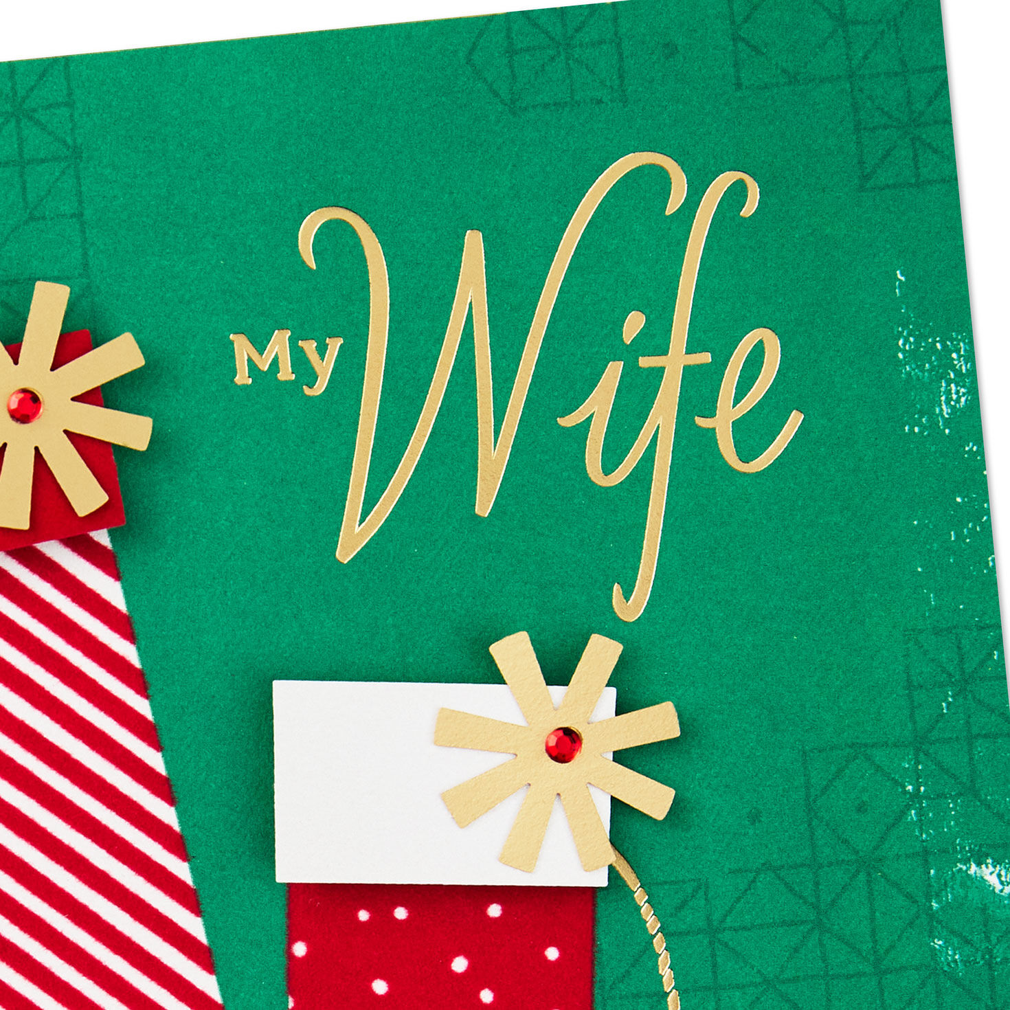 Festive Holiday Stockings Wife Christmas Card Card Front Detail image number 6