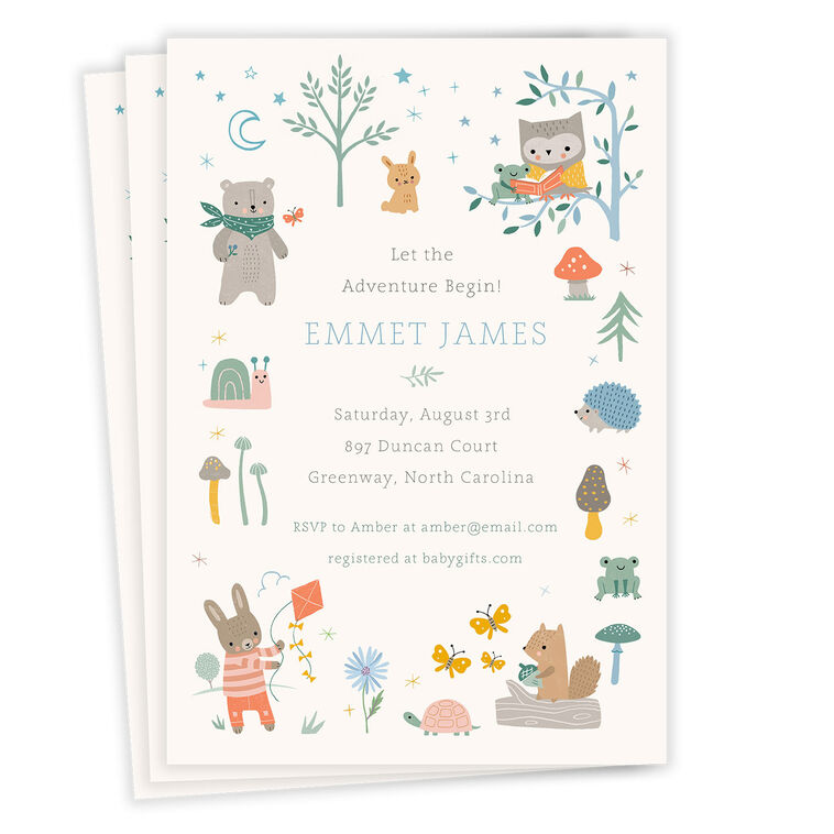 Woodland Animals Baby Shower Invitation