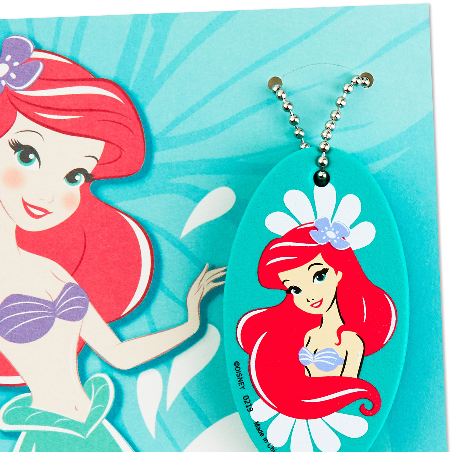 Little Mermaid Ariel Girl Birthday Card & Keychain Card Front Detail image number 4
