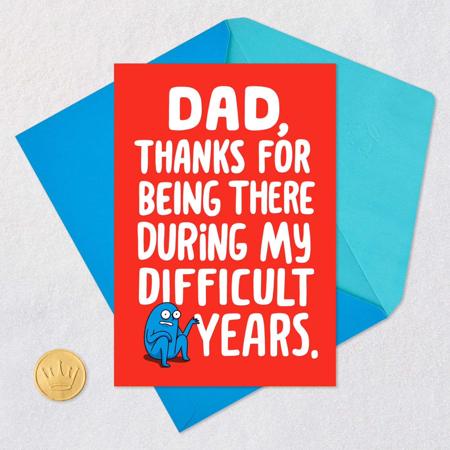 Red and White Funny Father's Day Card Card Front with Envelope and Gold Seal image number 5