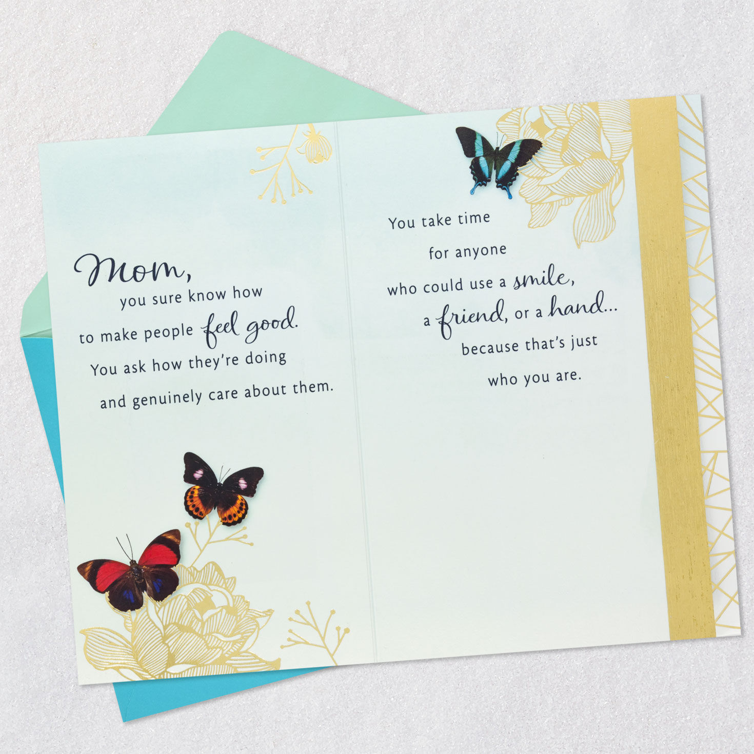 Butterflies Birthday Card for Mom Open card with envelope image number 4
