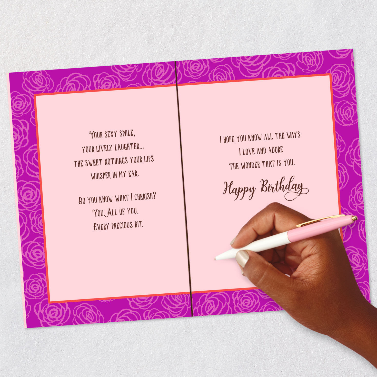Illustration of Black Couple Romantic Birthday Card Signing card image number 7