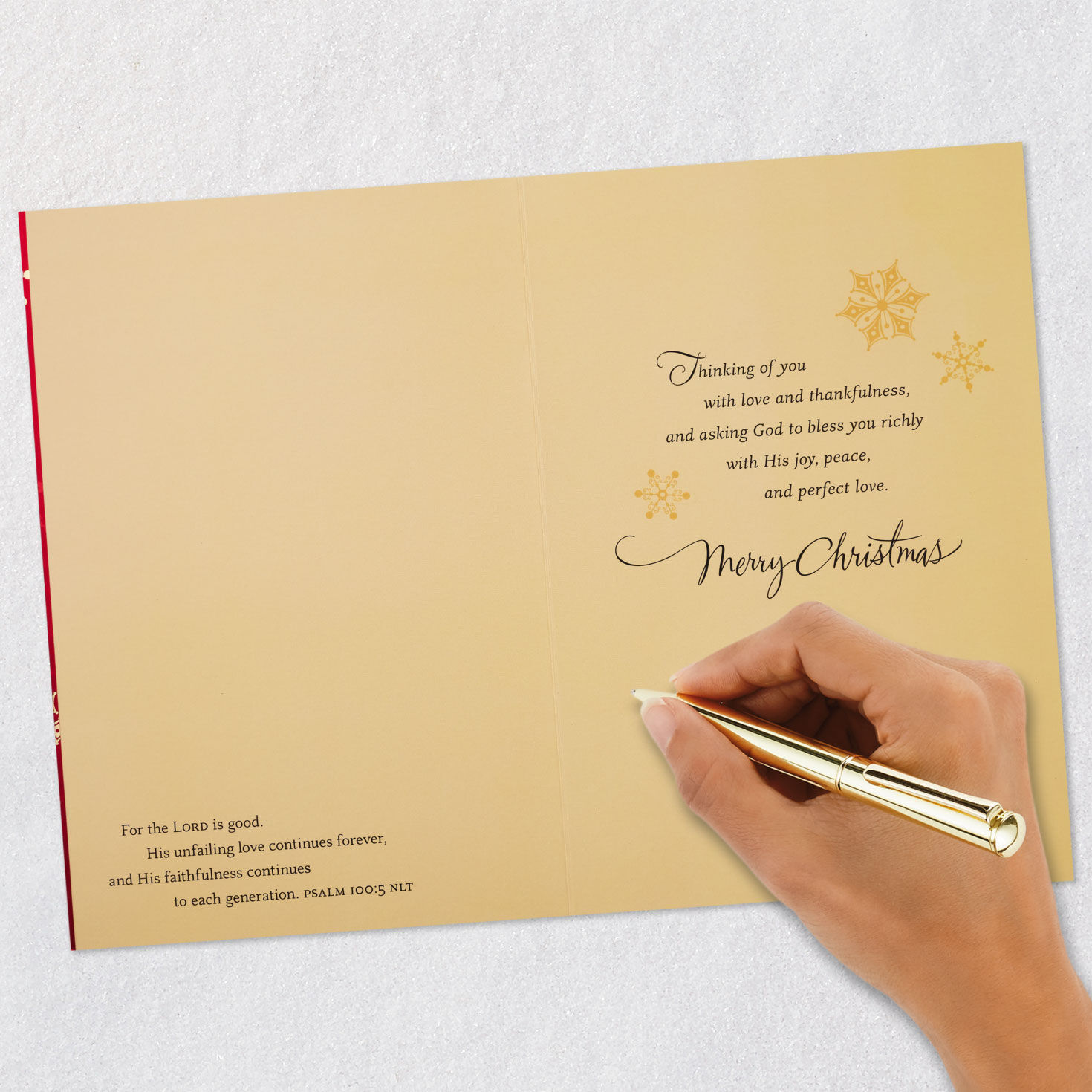 Red Snowflake Religious Christmas Card for Parents Signing card image number 7