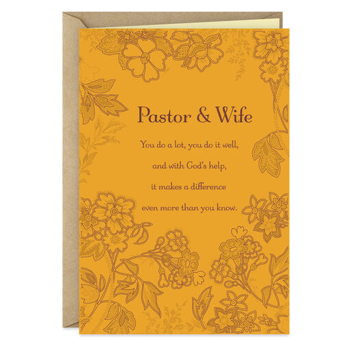 You Make a Difference Religious Clergy Appreciation Card for Pastor and Wife, 
