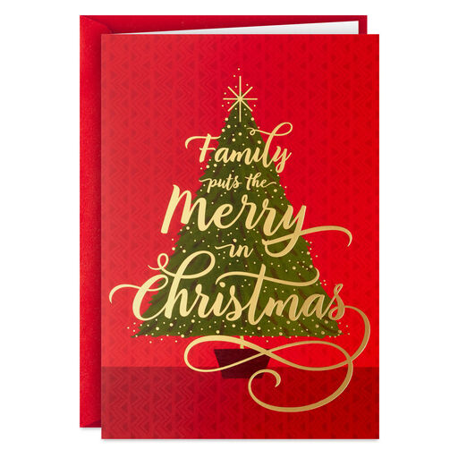 Evergreen Tree on Red Boxed Christmas Cards, Pack of 16, 