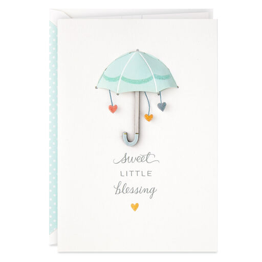 Umbrella Sweet Little Blessing Baby Shower Card, 