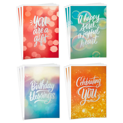 Sparkling Wishes Boxed Blank Birthday Cards Assortment, Pack of 12, 