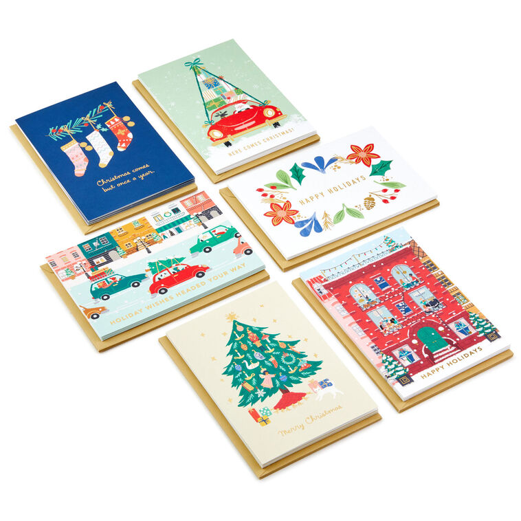 Vintage Cheer Assorted Boxed Christmas Cards, Pack of 36