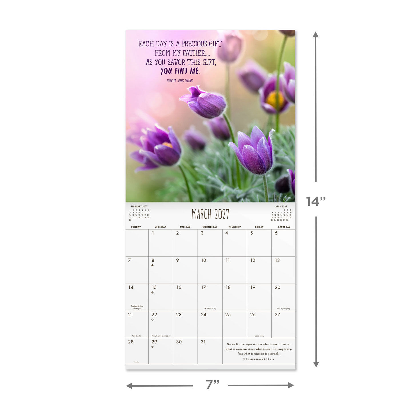 Jesus Calling Devos 2027 7x7 Mini Wall Calendar measurement image number 4