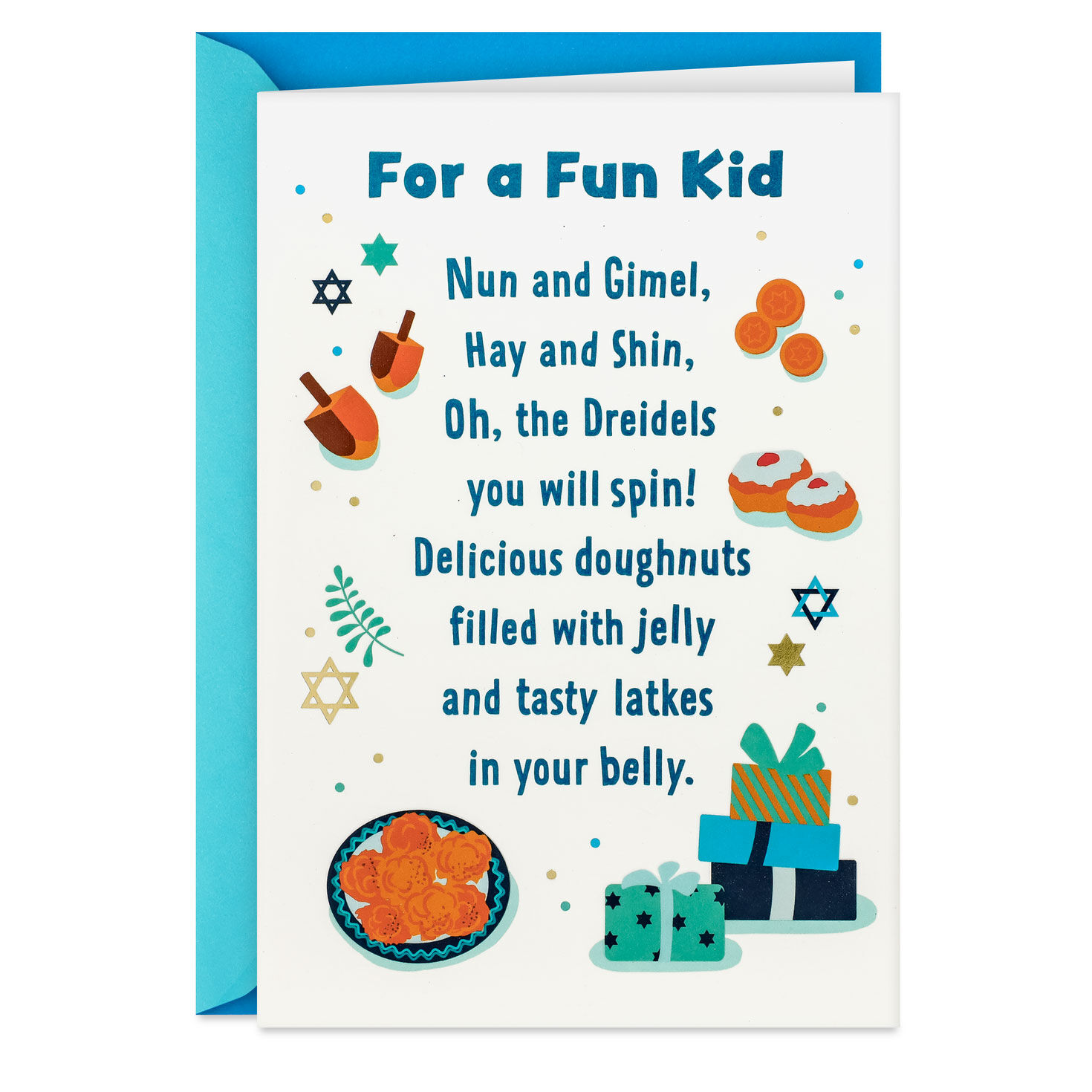 Dreidels and Doughnuts Hanukkah Card for Kid