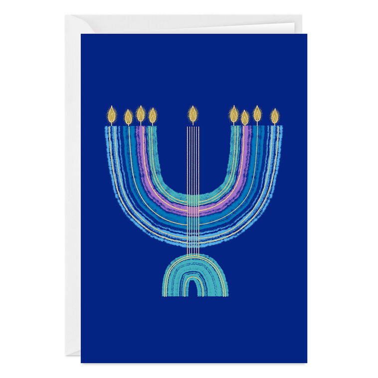 Colorful Menorah Custom Hanukkah Card