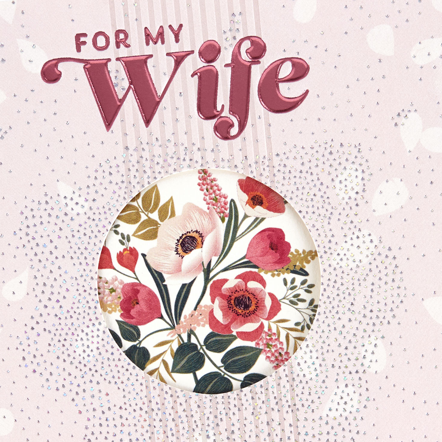 Flowers on Pink Wife Birthday Card Card Front Detail image number 5
