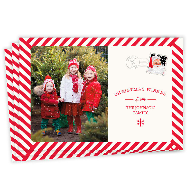 Santa Postcard Wishes Flat Christmas Photo Card