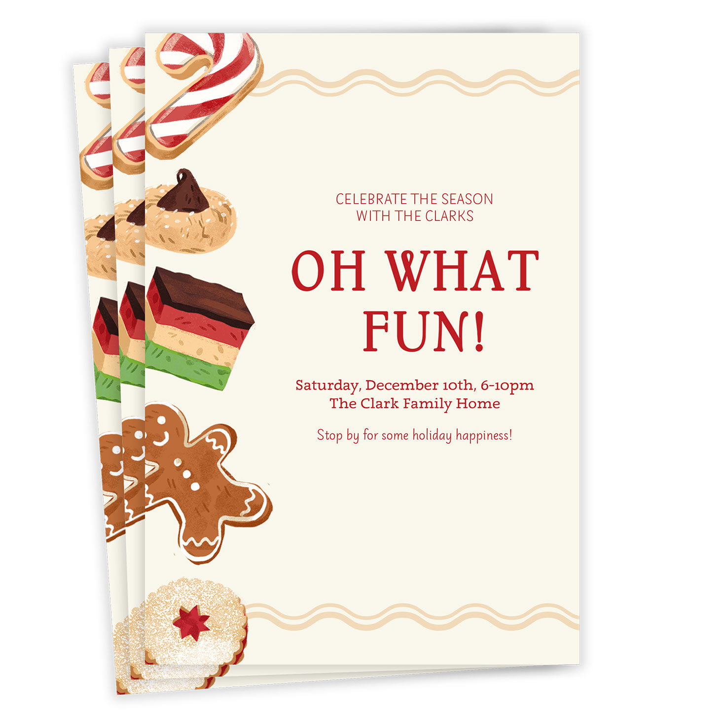 Oh What Fun! Cookies Flat Christmas Invitation