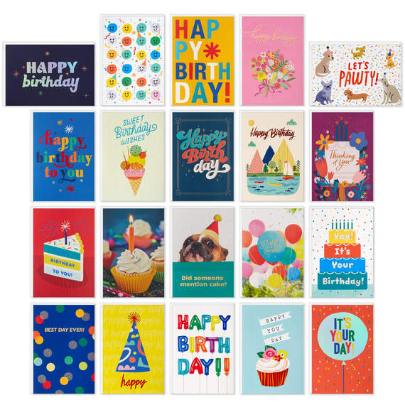 Festive and Fun Assorted Birthday Cards, Pack of 20, , large image number 1