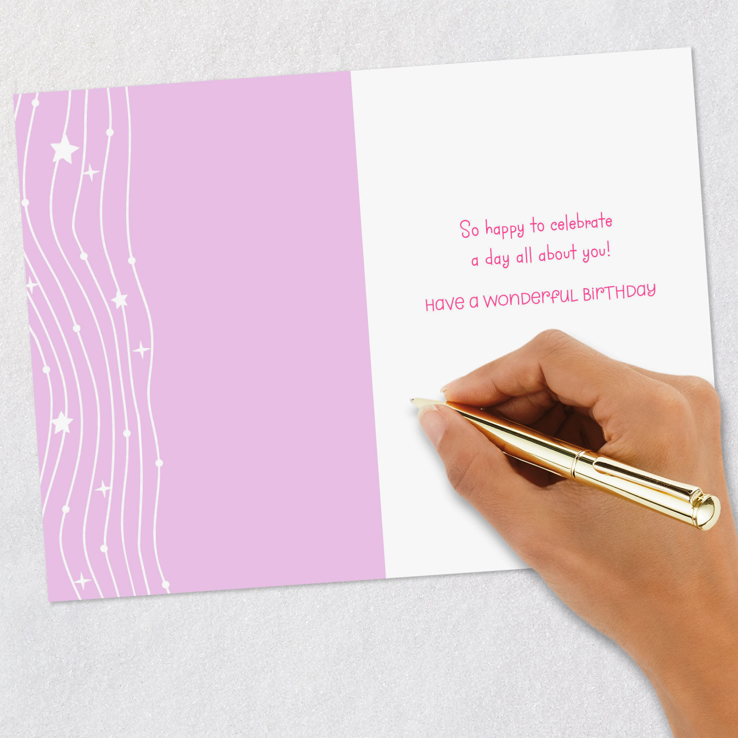 Unicorn and Stars Birthday Card for Granddaughter Signing card image number 6