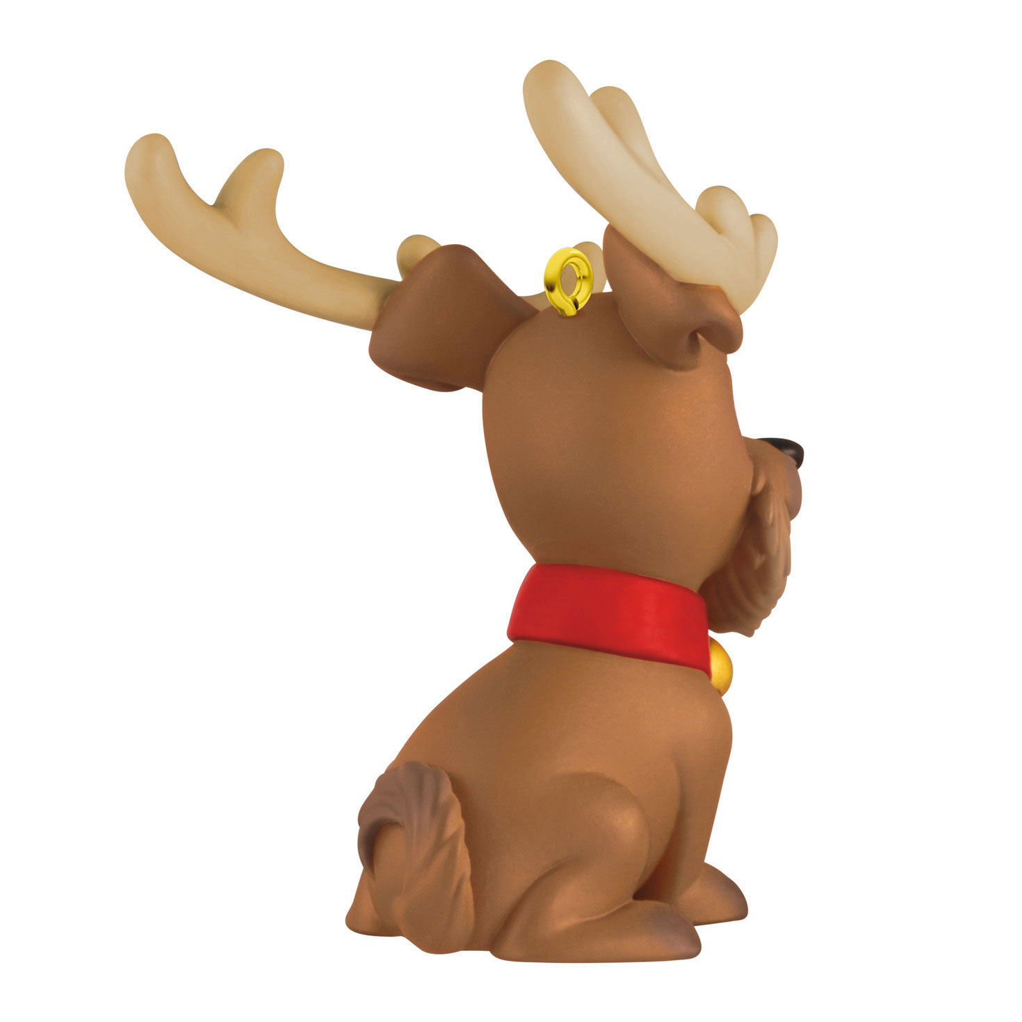 Brown Dog Wearing Antlers Keepsake Ornament Back image number 6