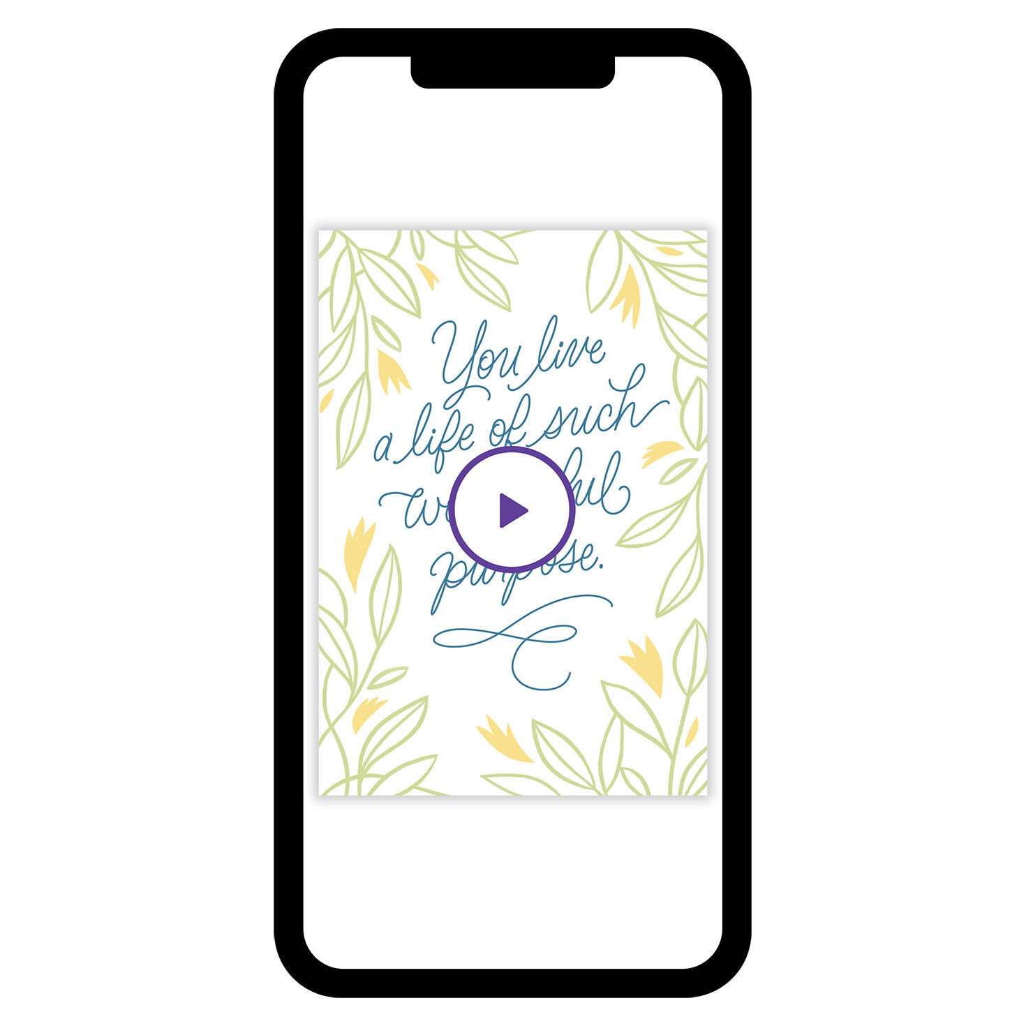 Floral Line Art Personalized Everyday Card phone with card front image number 1