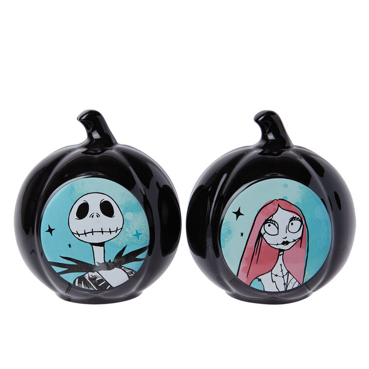 Disney Jack and Sally Black Pumpkin Salt and Pepper Shakers, Set of 2