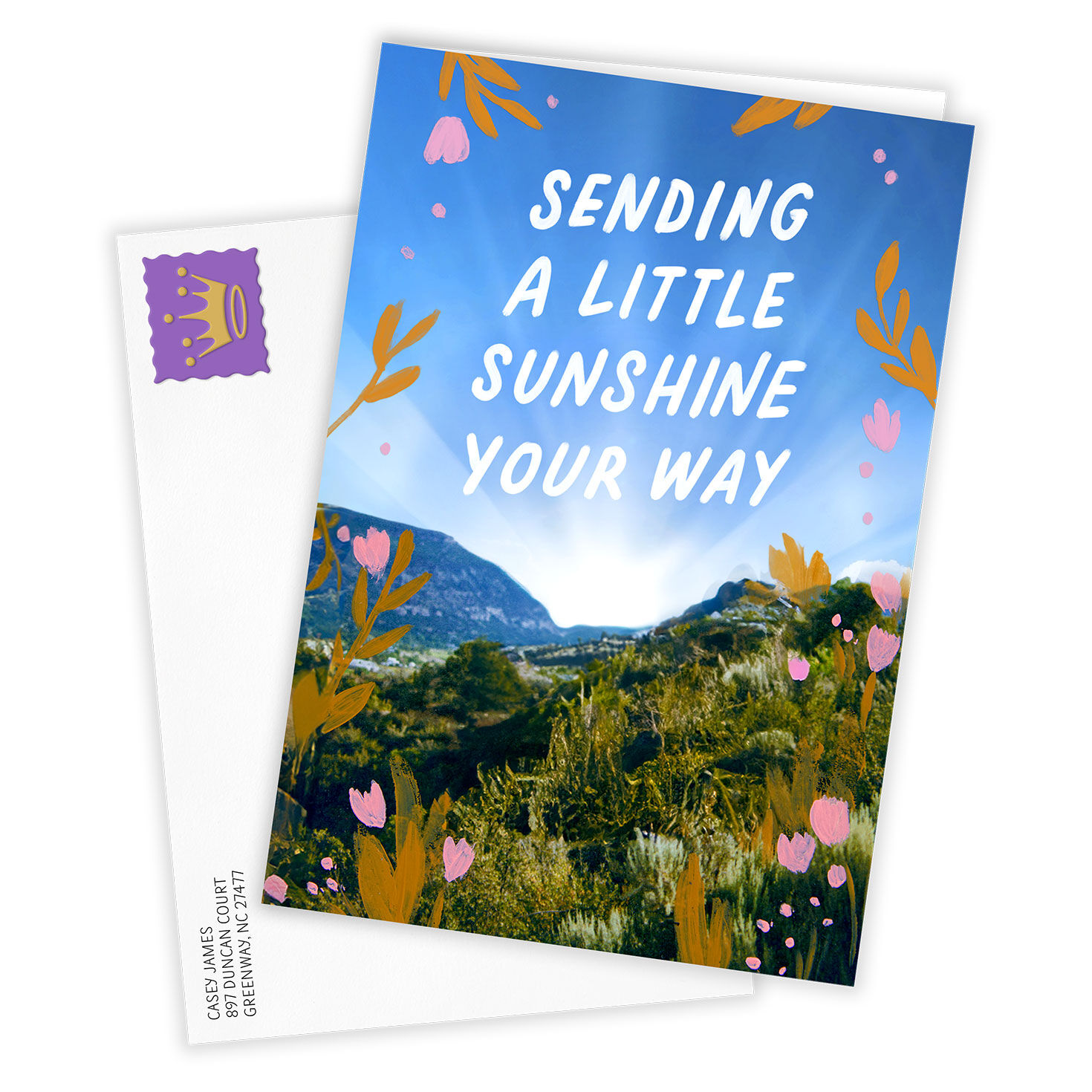 Sunny Landscape Personalized Thinking of You Card Card Front with Envelope image number 2