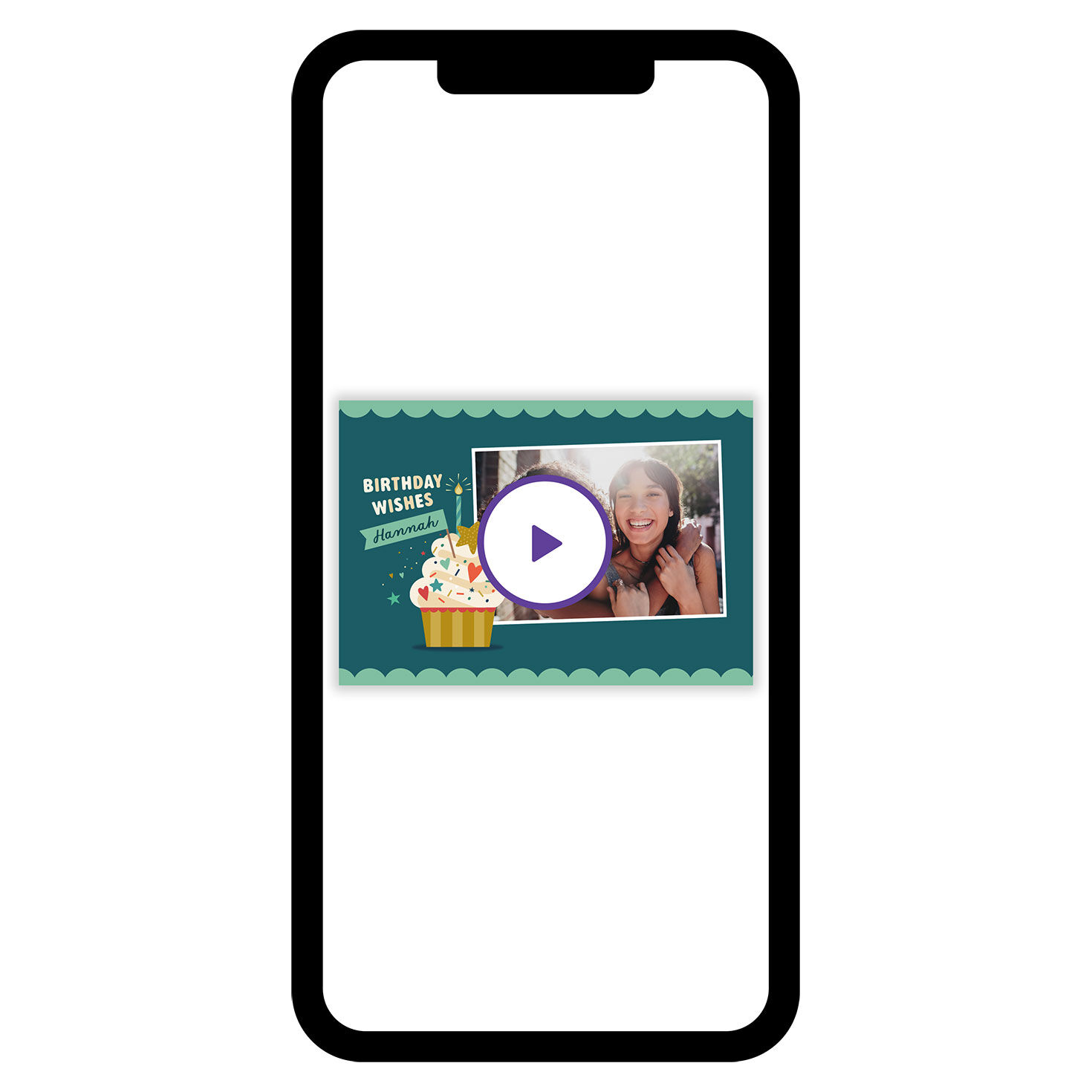 Cupcake Photo on Teal Personalized Birthday Card phone with card front image number 1