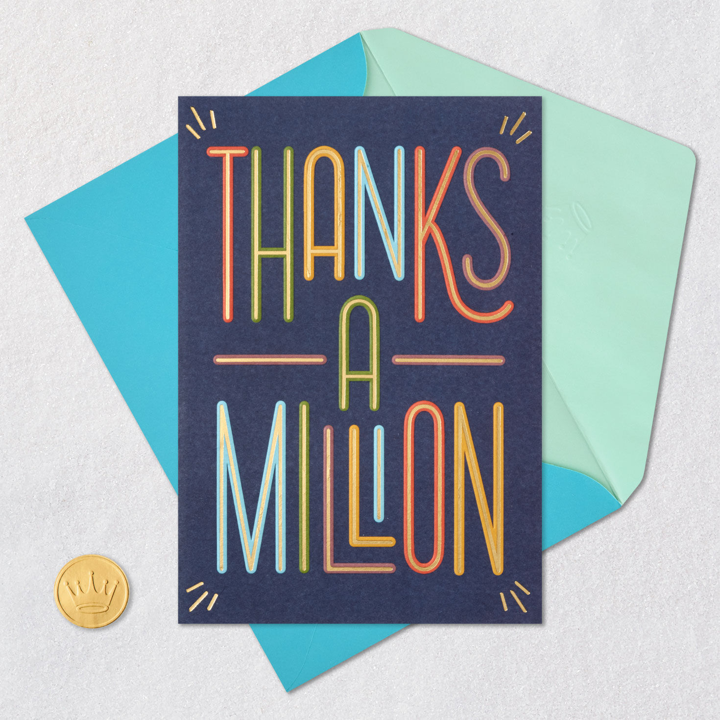 Colorful Lettering Thank-You Card Card Front with Envelope and Gold Seal image number 5