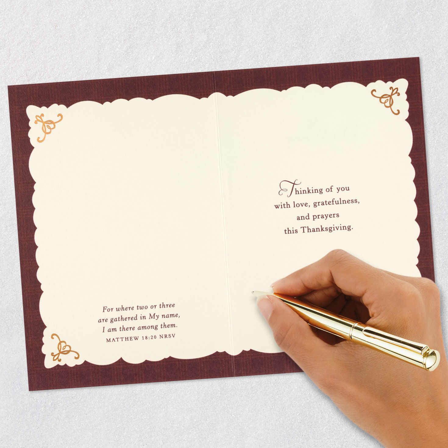 Love, Gratefulness and Prayers Religious Thanksgiving Card signing card image number 8