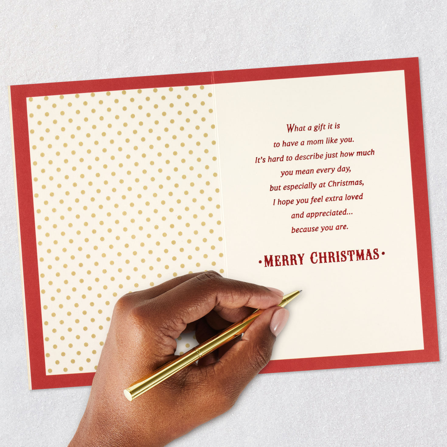 Red and White 3D Holiday Wreath Mom Christmas Card Signing card image number 7