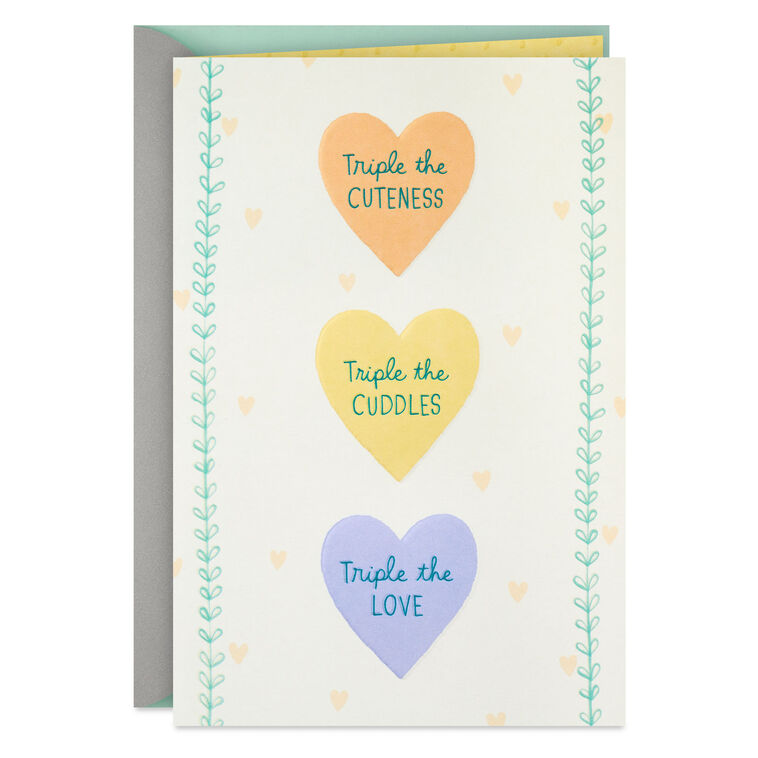 Triple the Love New Baby Triplets Card