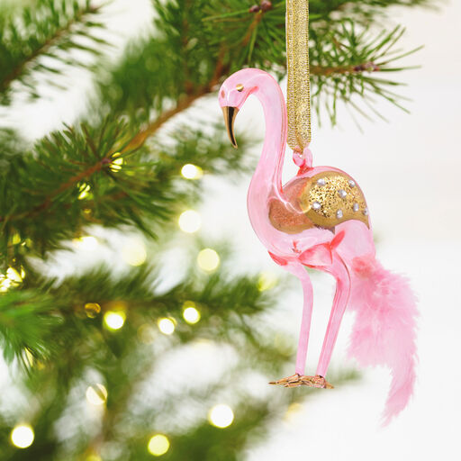 Signature Pink Flamingo Premium Glass Hallmark Ornament, 