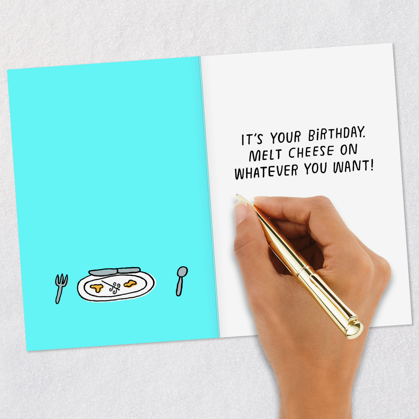 Melted Cheese Funny Birthday Card Signing card image number 6