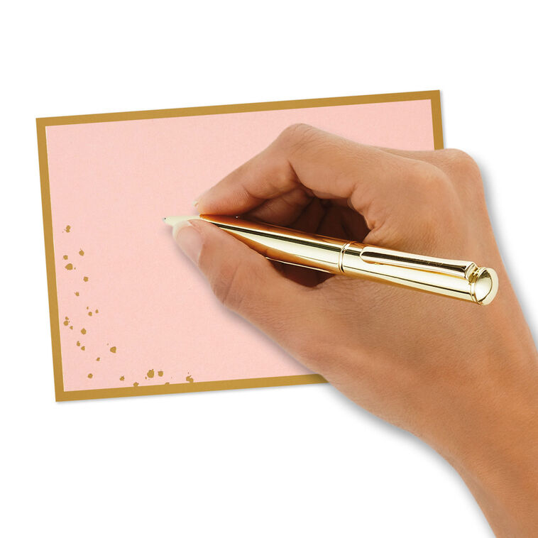 Gold Foil and Pink Single-Panel Note Cards Pack  image number 4