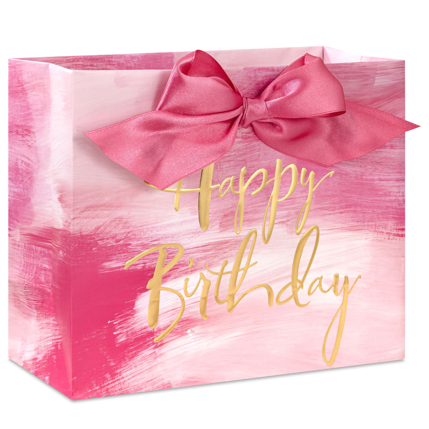 7.7" Pink Watercolor Medium Horizontal Birthday Gift Bag for only USD 4.49 | Hallmark