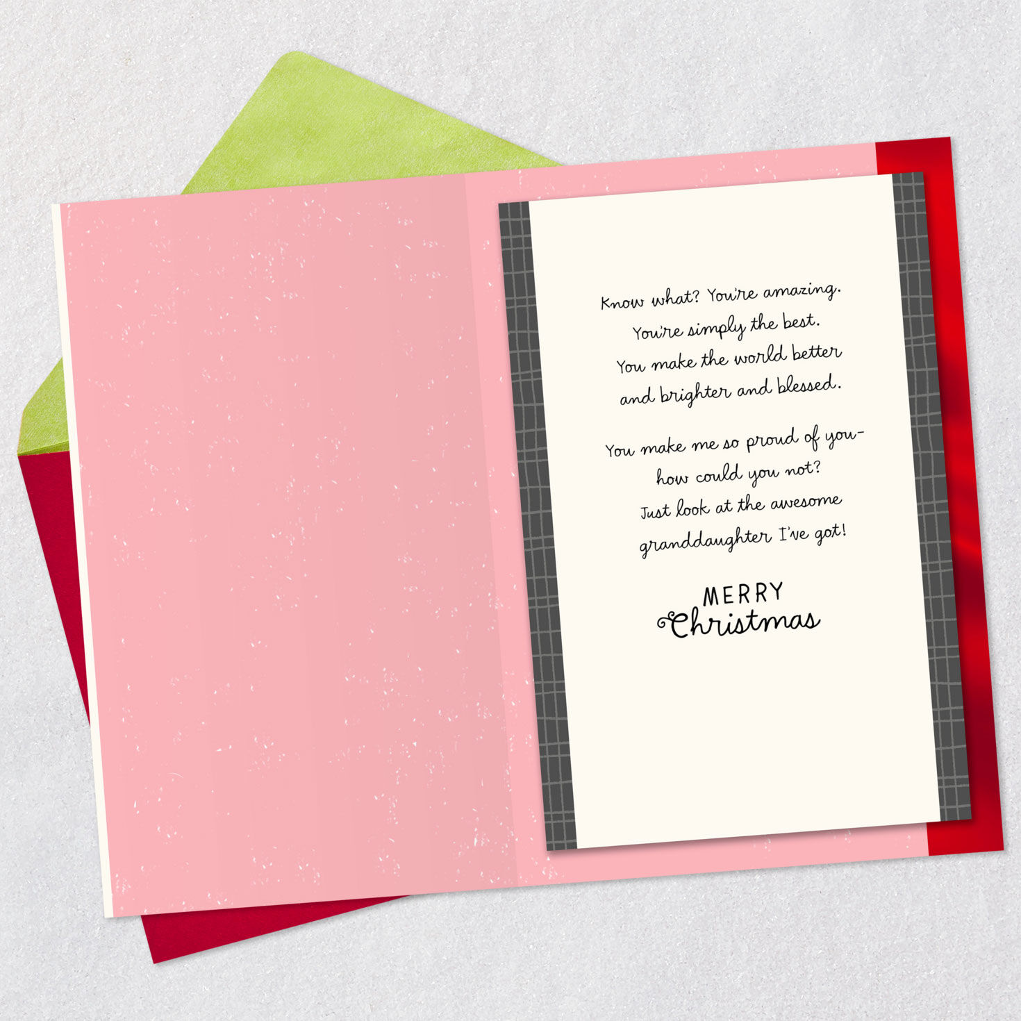 Reindeer With Garland Granddaughter Christmas Card Open card with envelope image number 3
