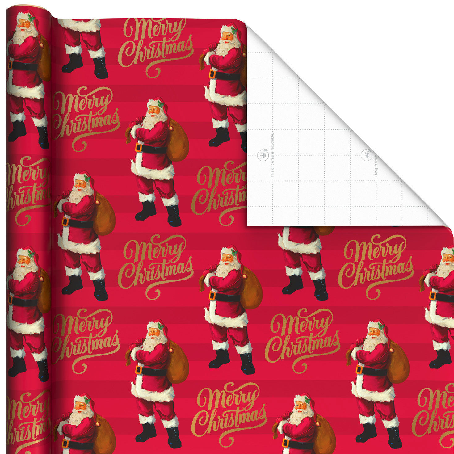 Merry Christmas Santa on Red Jumbo Wrapping Paper, 90 sq. ft.