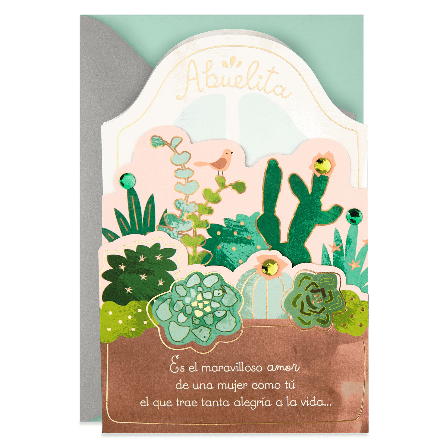 Succulent Plants Spanish-Language Mother's Day Card for Grandma