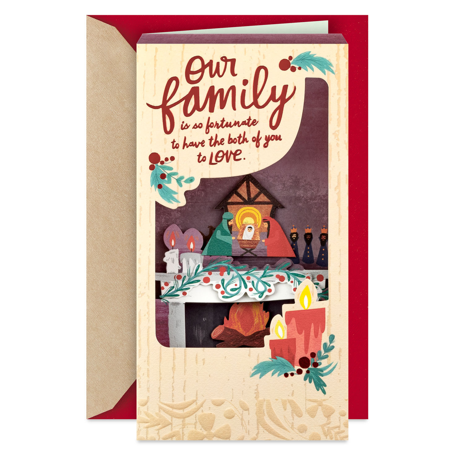 Love Keeps Us Close Religious Christmas Card for Couple
