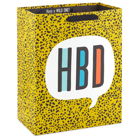 13" Happy Birthday Animal Print Large Gift Bag, , large