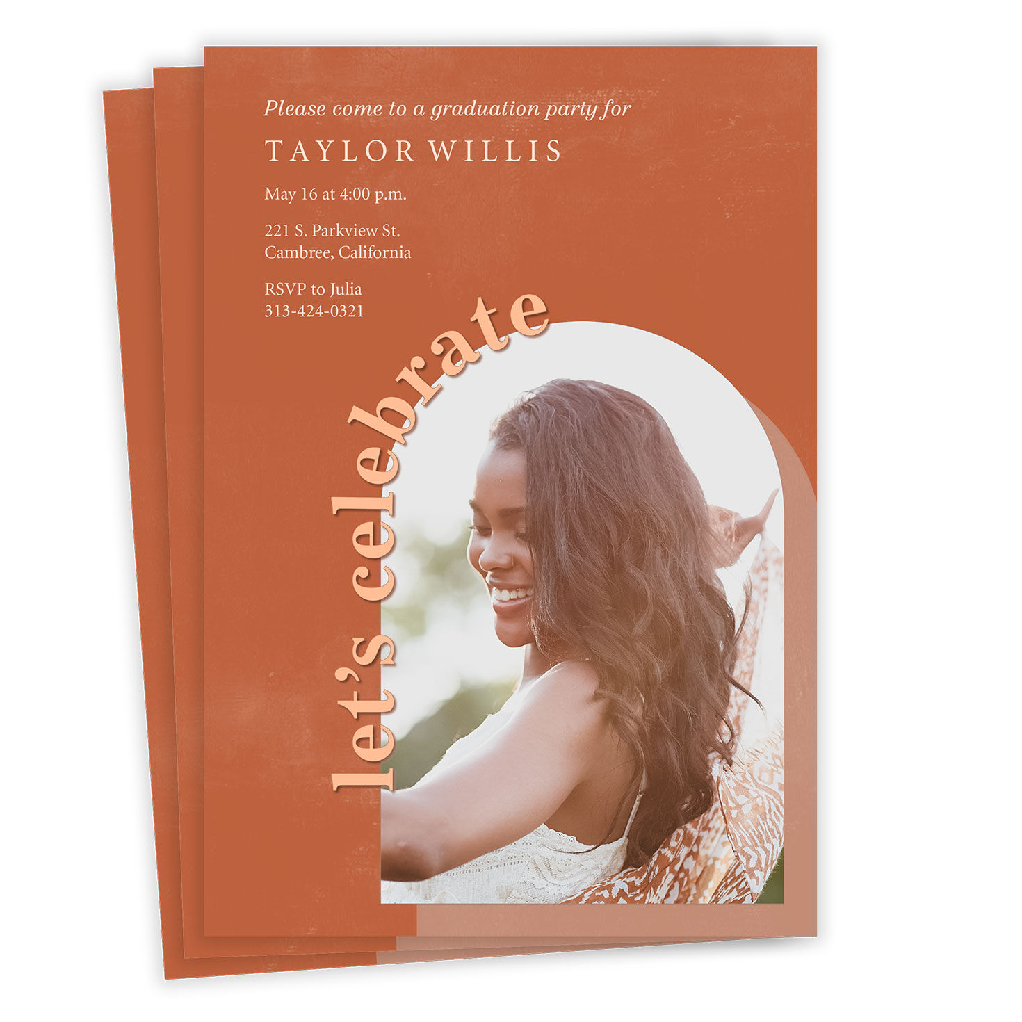 Let's Celebrate Arched Frame Graduation Invitation