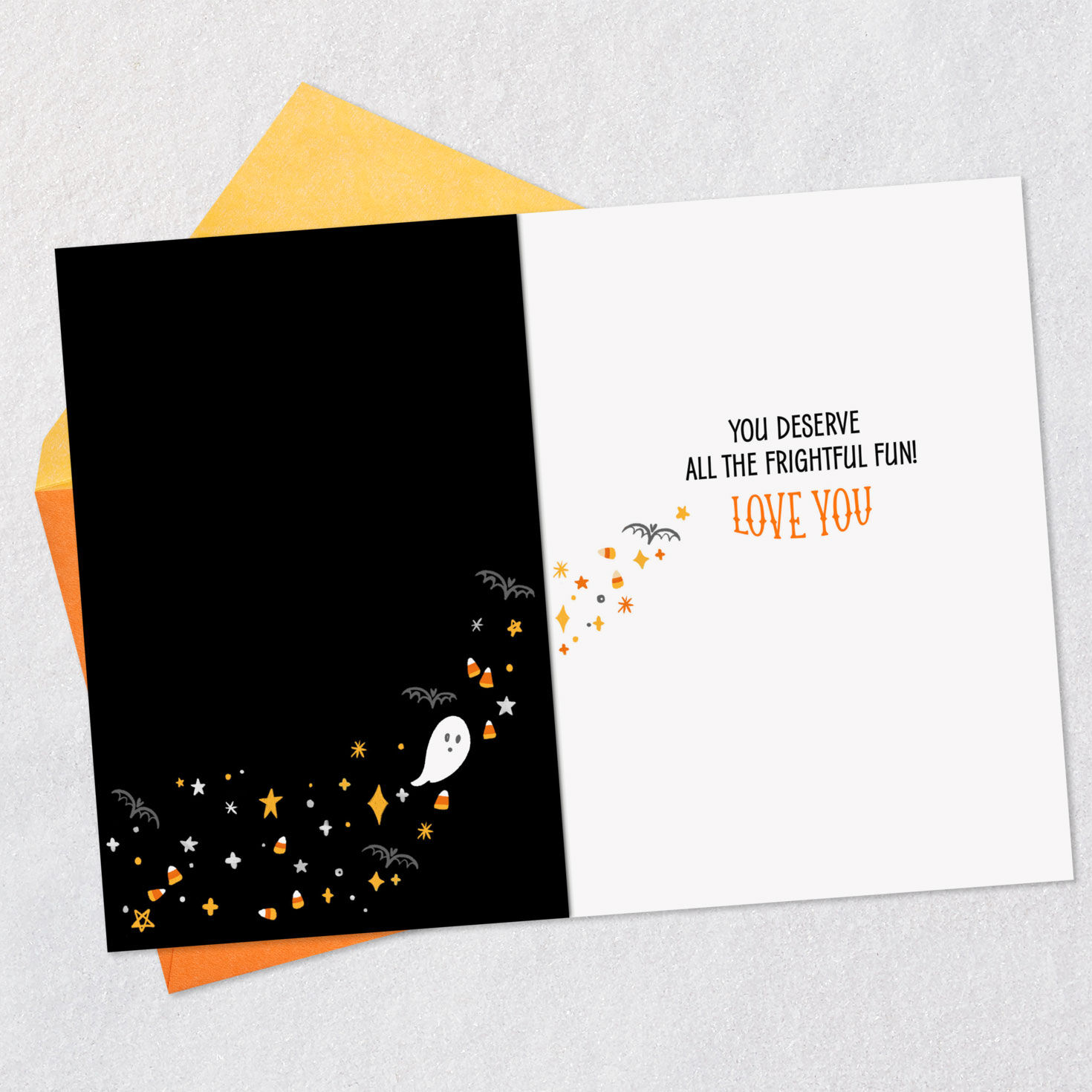 Cute Icons Black Halloween Card for Grandson Open card with envelope image number 3