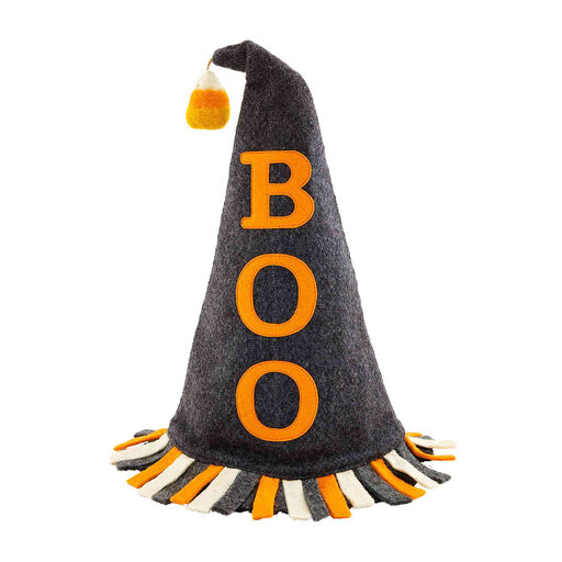 Mud Pie Boo Felted Wool Witch Hat Sitter, 11.5", 