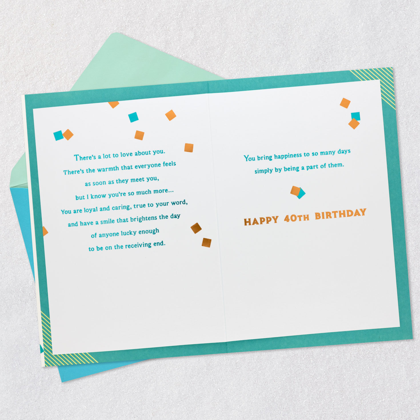 Gold Confetti 40th Birthday Card Open card with envelope image number 4