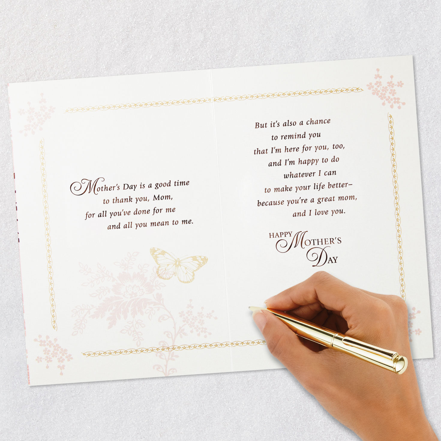 Butterflies on Pink Mother's Day Card From Daughter Signing card image number 7