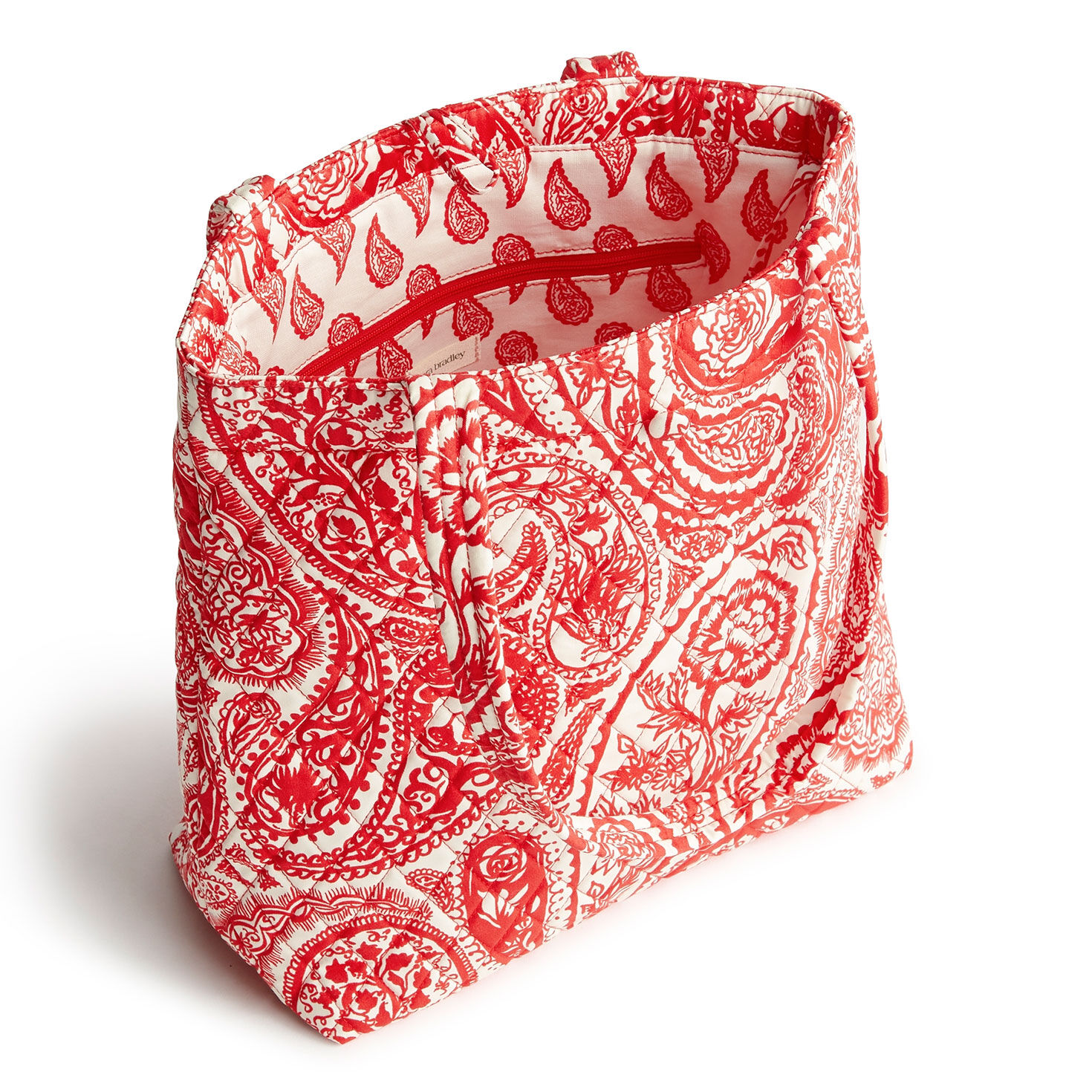 Small Original Tote in Red and White Paisley  image number 4